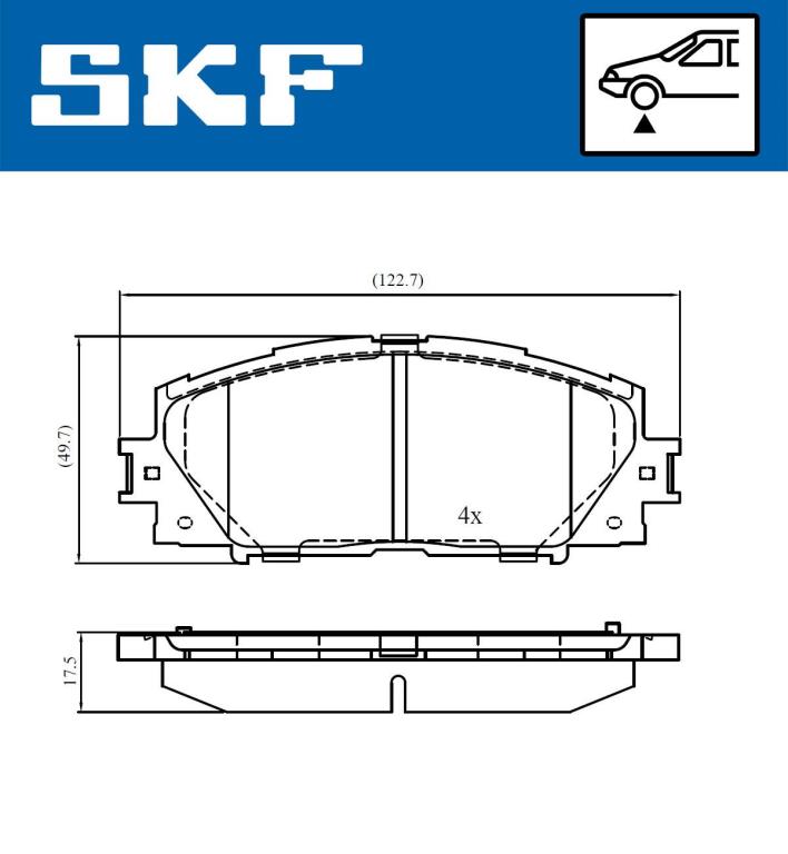 Jeu de 4 plaquettes de frein SKF ref. VKBP 80680